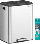 M&uuml;lltrennsystem 2 F&auml;cher f&uuml;r Recycling und Restm&uuml;ll, metallicsilber / 60 L