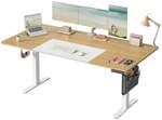 H&ouml;henverstellbarer Schreibtisch elektrisch, Natureichenfarben-Mattwei&szlig; / 180B x 80T