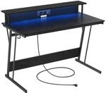 Gaming-Tisch mit LED-Beleuchtung, 60 x 120 x 76 cm