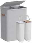 Praktischer W&auml;schekorb mit F&auml;chern und Deckel, Taubengrau / 56L x 40B x 75H