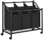W&auml;schesammler mit 4 abnehmbaren Stofftaschen, Tintenschwarz / 105 L (3 F&auml;cher)