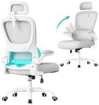 Ergonomischer B&uuml;rostuhl mit Netzgewebe und klappbaren Armlehnen, Taubengrau