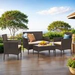 Gartenm&ouml;bel-Set aus PE-Polyrattan, Braun + Taupe