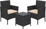 Gartenm&ouml;bel-Set aus PE-Polyrattan, Schwarz + Taupe