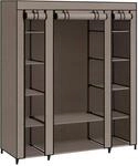 Kleiderschrank 12 Ablagen mit Metallrahmen und &Uuml;berzug aus Vliesstoff, Taupe