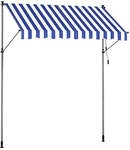 Klemmmarkise mit Handkurbel f&uuml;r Sonnenschutz, blau-wei&szlig; / 250W cm