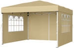 Faltzelt mit Seitenw&auml;nden, stabil, Pavillon f&uuml;r den Garten, beige / 3 x 3 m...