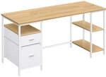 Schreibtisch mit 2 Ablagen Industrie-Design, natureichenfarben-wolkenwei&szlig; / 160 x 60