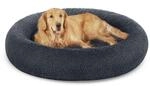 Hundebett in Donut-Form waschbar mit weichem Pl&uuml;sch, Dunkelgrau / L 120 x B...