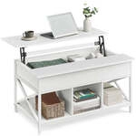 Couchtisch h&ouml;henverstellbar mit Stauraum unter der Tischplatte, Wei&szlig; / 60 x 100 x