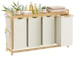 W&auml;schekorb 3 F&auml;cher, Cremewei&szlig; / 200 L