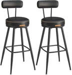 EKHO Kollektion - Barhocker 2er Set aus Kunstleder, Tintenschwarz / 54 x 54 x 101 cm