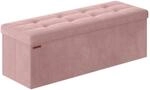 Sitzbank mit Stauraum aus Samt f&uuml;r Flur, Pastellrosa / 38 x 110 x 38 cm
