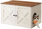 Katzenschrank f&uuml;r Katzentoilette mit T&uuml;ren, honigbraun + vintagewei&szlig; / 53T x 80B