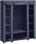 Kleiderschrank 12 Ablagen mit Metallrahmen und &Uuml;berzug aus Vliesstoff, Marineblau