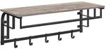 Wandgarderobe mit Ablage und 5 abnehmbaren Haken, Greige + Schwarz