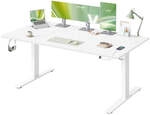 H&ouml;henverstellbarer Schreibtisch mit USB Anschluss und Speicherfunktion, Mattwei&szlig; /