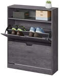 Schuhschrank 2 Klappen offenes Fach, Nebelgrau / 80B cm