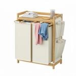 W&auml;schekorb 3 F&auml;cher, Cremewei&szlig; / 100L