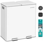 M&uuml;lleimer mit zwei F&auml;chern Softclose Pedal und Inneneimern, Wolkenwei&szlig;