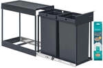 M&uuml;lleimer mit zwei F&auml;chern und ausziehbarem M&uuml;lltrennsystem, 2 x 15 L / grau