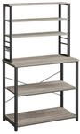 K&uuml;chenregal stehend mit 6 Regalebenen und 6 Haken, Greige + Schwarz / 80B cm