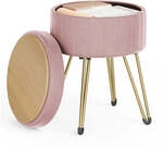 Sitzhocker mit Stauraum und 4 Metallbeinen tintenschwarz, Pastellrosa