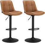 Barhocker 2er Set mit R&uuml;ckenlehne, Karamellbraun