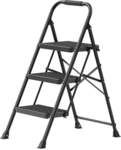 Trittleiter klappbar, 2-stufige Klappleiter aus Stahl, Schwarz / 114x45.5x7.5cm