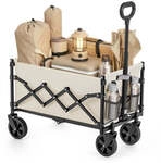 Handwagen faltbar mit verst&auml;rkten Rollen und Griff, Sandbeige / 90 L