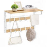 Wandgarderobe mit Ablage und 10 abnehmbaren Haken, Eichenfarben + Wei&szlig; / 30 x...
