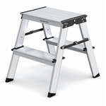 Aluminiumleiter mit 3 Stufen, Silbern + Schwarz / 2 Stufen (45T x 35.5B x 38H cm)