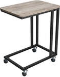 Beistelltisch mit Rollen C-Form Industrie-Design, Greige + Schwarz