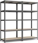 Lagerregal mit 5 verstellbaren Ablagen, Grau / 50 X 100 X 200 cm / 2