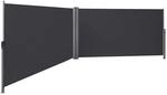 Ausziehbare Doppelseitenmarkise aus verdicktem Polyester, Anthrazit / 180 x 600 cm