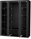 Kleiderschrank 12 Ablagen mit Metallrahmen und &Uuml;berzug aus Vliesstoff, Schwarz