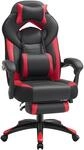 Ergonomischer B&uuml;rostuhl mit Fu&szlig;st&uuml;tze, Schwarz + Rot / Polyurethan