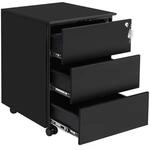 Mobiler Aktenschrank mit 3 Schubladen, Mattschwarz / 3 Ablagen (53,8H cm）