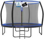 rundes Gartentrampolin mit Sicherheitsnetz, Schwarz + Blau / &Oslash; 305 cm