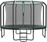 Rundes Gartentrampolin mit Sicherheitsnetz, Schwarz + Dunkelgr&uuml;n / 305 cm