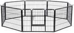 Tierlaufstall mit Absperrgitter, 8-eckig, Schwarz / L (77 x 60 cm)