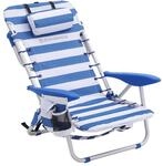 Faltbarer Strandstuhl mit Kopfkissen, Blau + Wei&szlig; Gestreift / 2
