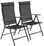 2er-Set Gartenst&uuml;hle mit verstellbarer R&uuml;ckenlehne, Schwarz