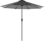 Knickbarer Sonnenschirm mit Kurbel ohne St&auml;nder, Grau / 2,7 M