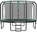 Rundes Gartentrampolin mit Sicherheitsnetz, Schwarz + Dunkelgr&uuml;n / 366 cm