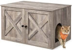 Katzenschrank f&uuml;r Katzentoilette mit T&uuml;ren, Greige