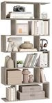 B&uuml;cherregal mit offenen Ebenen und stabilem freistehendem Design, Greige / 6 Ebenen