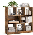 Standregal aus Holz mit offenen F&auml;chern, Vintagebraun