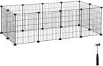 DIY-Kleintiergehege mit Metallgittern, Schwarz / 143 x 73 x 46 cm