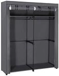 Kleiderschrank mit 2 Kleiderstangen faltbar, Grau